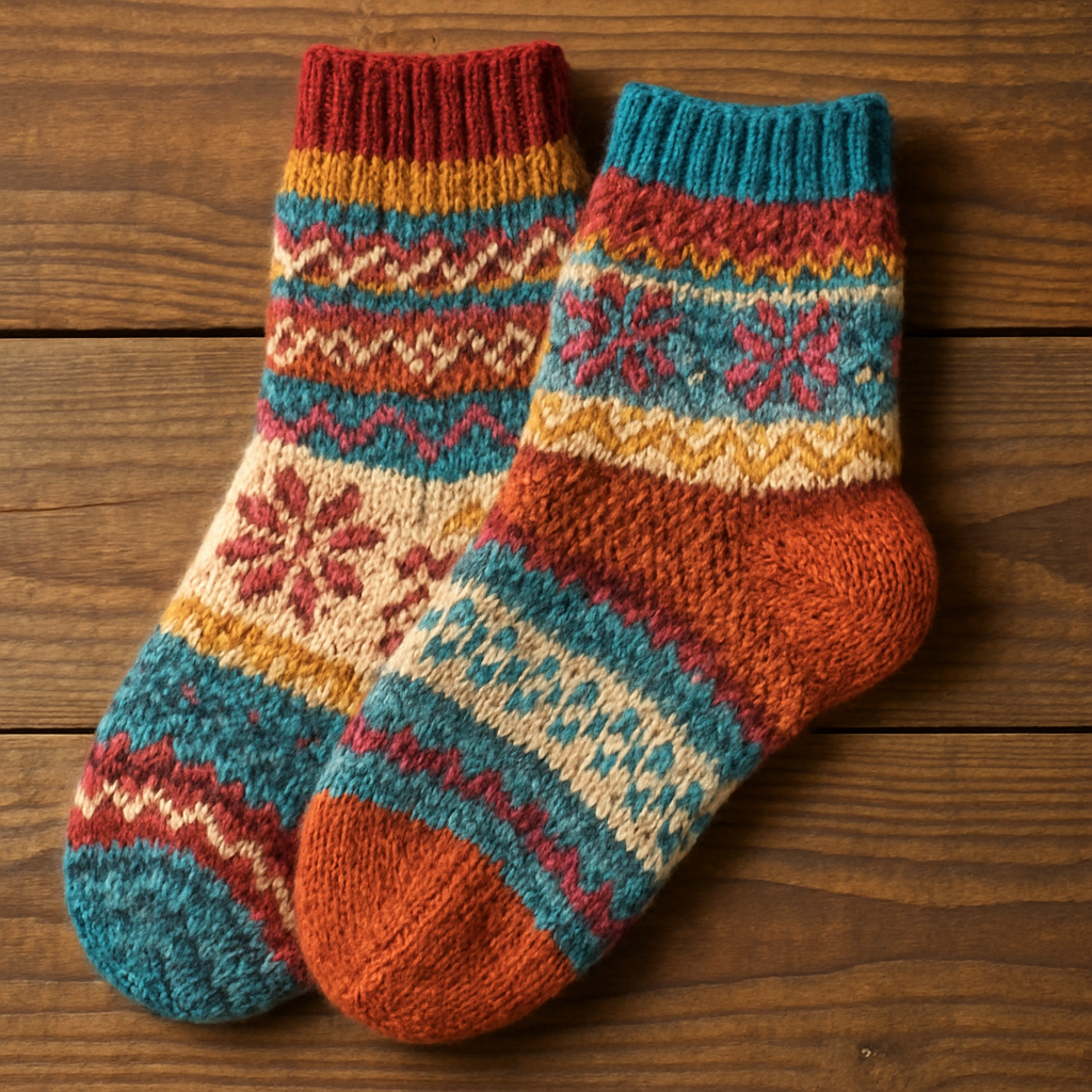 A cozy pair of colorful socks